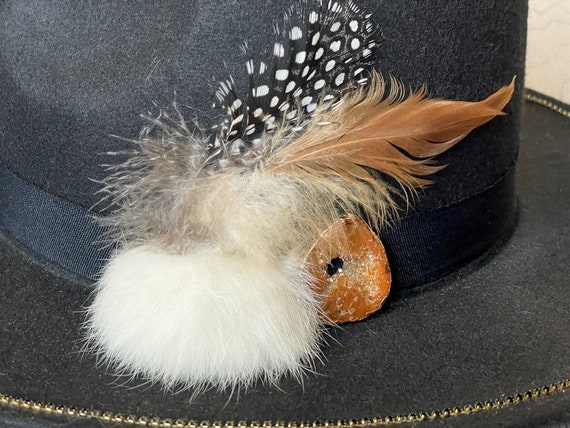 Custom Wide Brim Hat - Rabbit Fur Hat / Feather Hat / Geode  display picture 2
