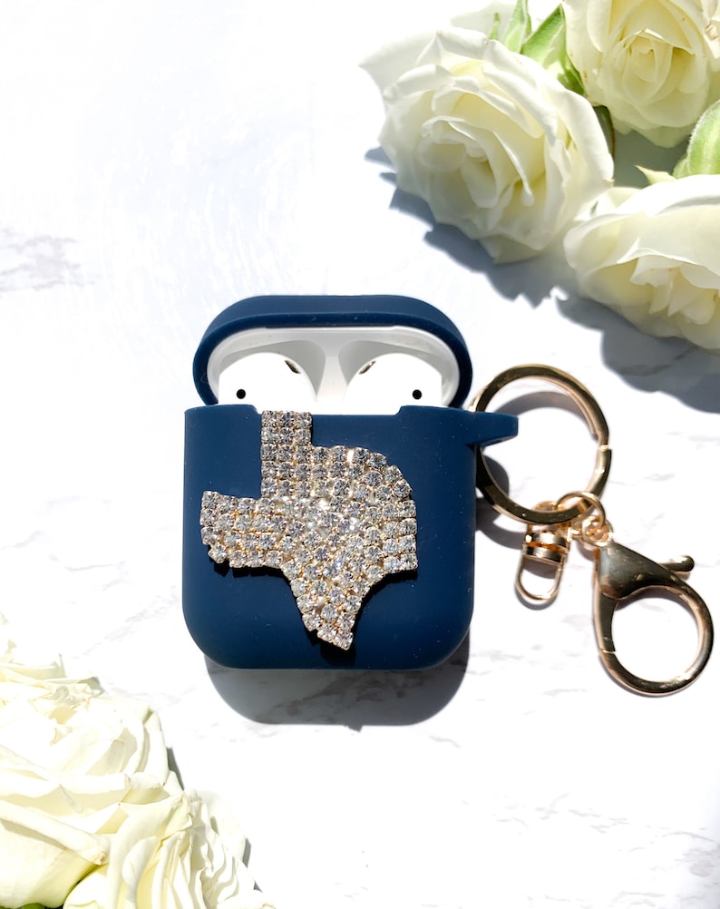 Customize Your Case Color! Rhinestone Crystal Texas AirPods Case with Clasp Keychain