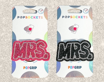 Rhinestone Pink Mrs Popsocket - Rhinestone Mrs / Bride Popsocket / Bling Phone Grip / Rhinestone Popsocket / Pink Popsocket / Popgrip