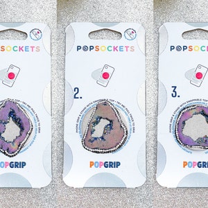 Iridescent Mermaid Blue Green Purple Rhinestone Geode Popsocket - Druzy Popsocket / Agate Popsocket / Crystal Popgrip / Gemstone Popsocket