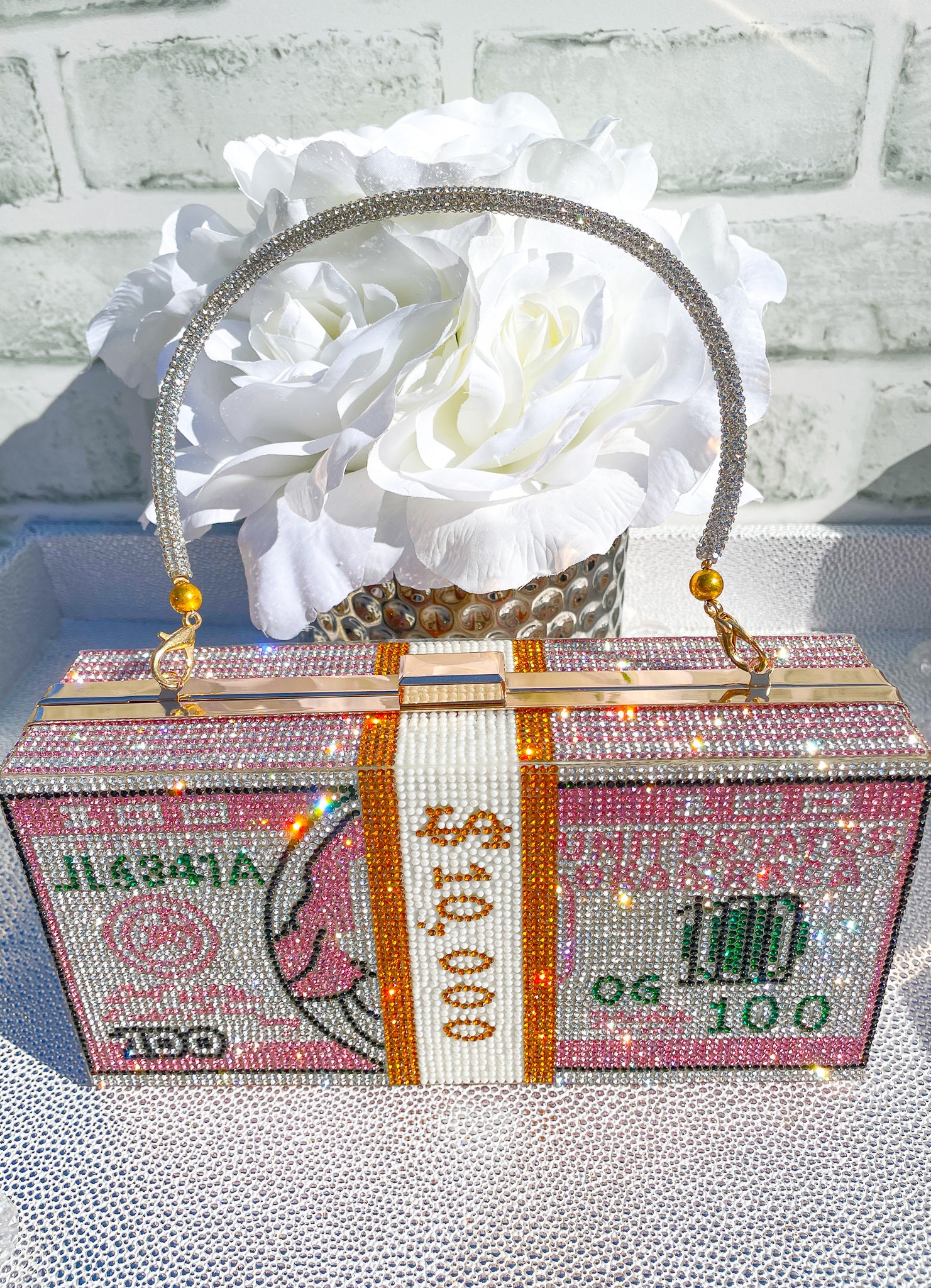 rhinestone money bag