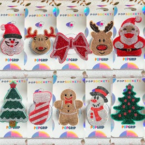 Embout de Noël strass - Bonhomme de neige / Renne / Père Noël / Chaussette de Noël / Sapin de Noël / Cœur rouge / Bonhomme de pain d'épice / Embout de Noël