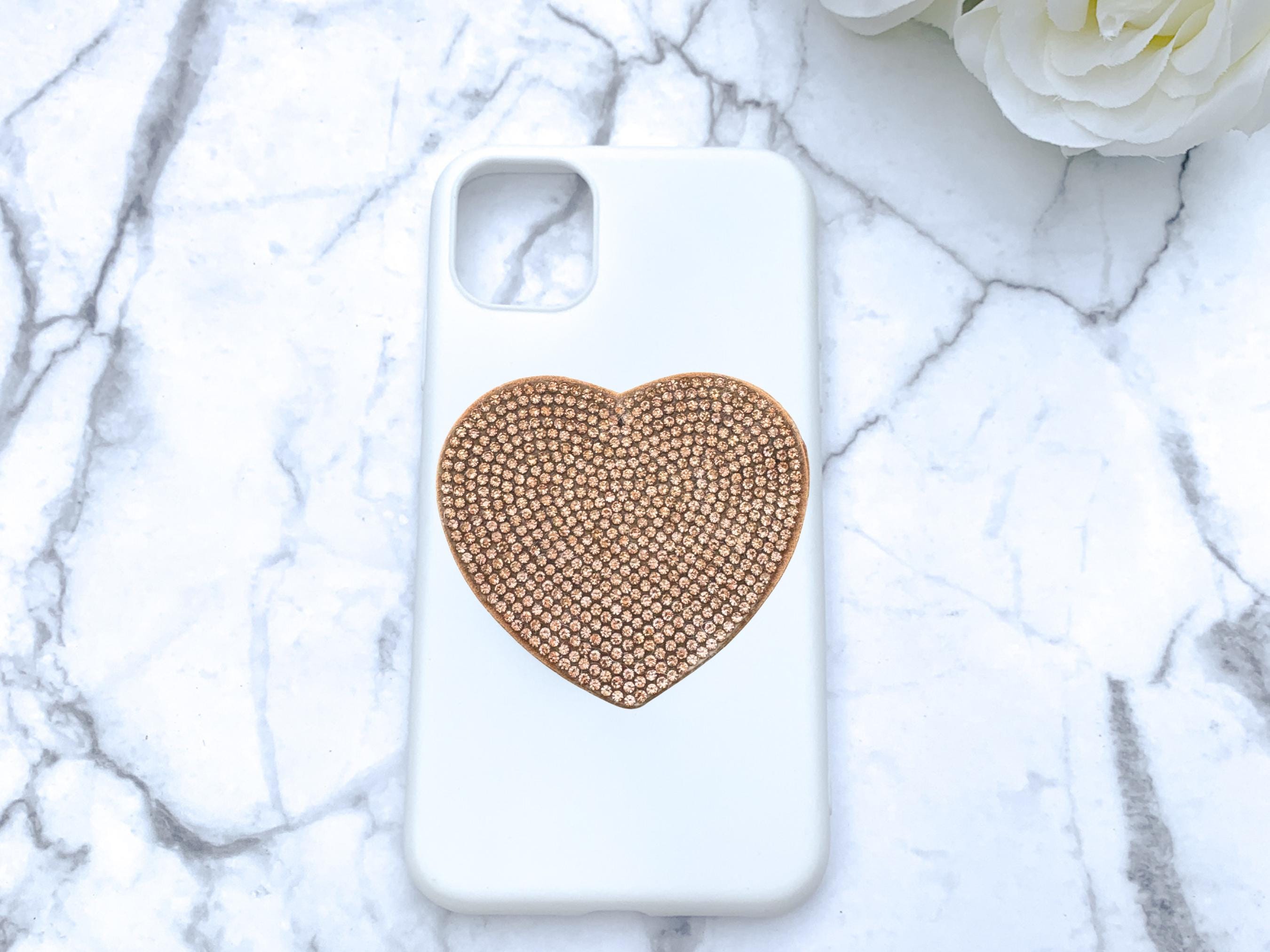 Rhinestone Heart Popsocket - Rhinestone Pop Grip / Diamond Heart