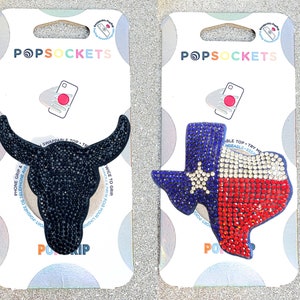 Rhinestone Texas Longhorn Popsocket - Texas Popsocket / Rhinestone Longhorn Popgrip / Bling Longhorn Popsocket / Bling Texas Phone Popgrip