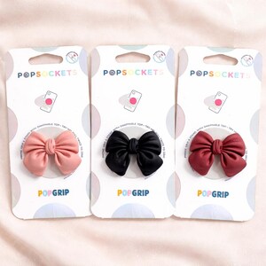 Schleife Popsocket - süsser Handygriff / Ästhetischer Popsocket / Pink, Schwarz & Burgunderroter Popsocket Popgriff / Matt Schwarzer Popgriff / Popsocket
