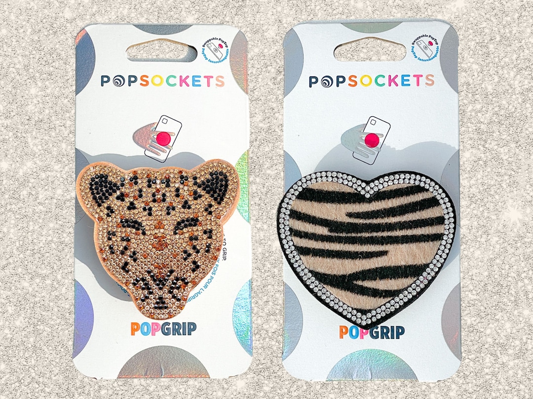 Rhinestone Leopard and Zebra Popsocket Bling Leopard