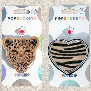Rhinestone Leopard and Zebra Popsocket - Bling Leopard / Leopard Popsocket / Zebra Popsocket / Bling Zebra / Rhinestone Popsocket / Popgrip