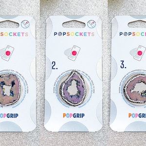 Iridescent Mermaid Blue Green Purple Rhinestone Geode Popsocket - Druzy Popsocket / Agate Popsocket / Crystal Popgrip / Gemstone Popsocket