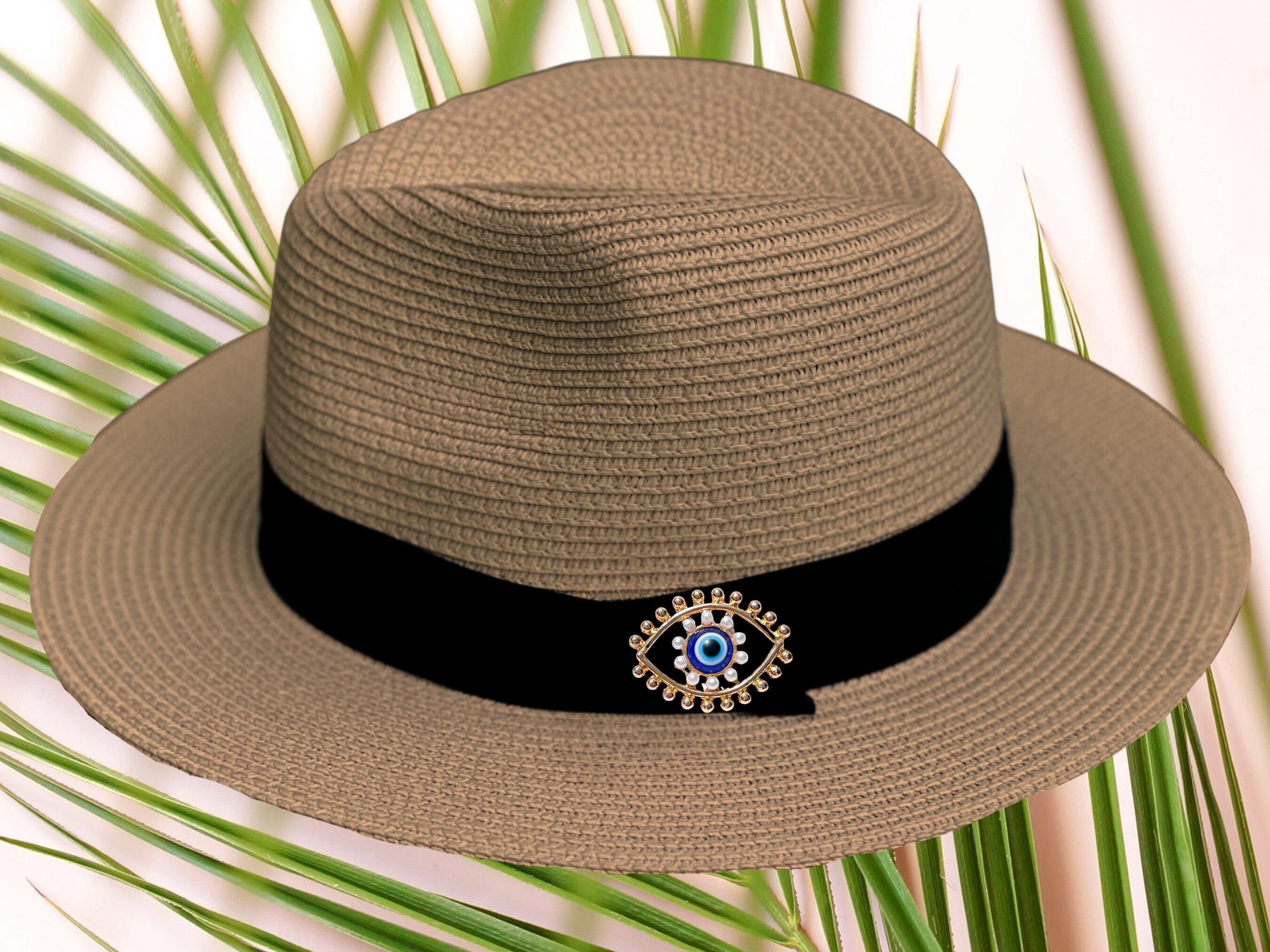 Evil Eye Panama Hat - Custom Hat / Panama Sun Hat / Bling 