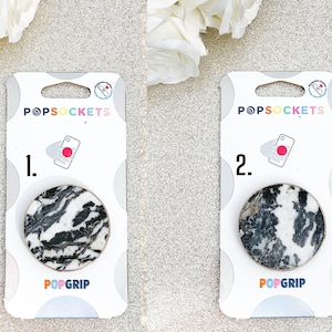 Black and White Zebra Marble Popsocket - Zebra Popsocket / Gemstone Popsocket / White Marble / Black Marble / Onyx Black / Marble Phone Case