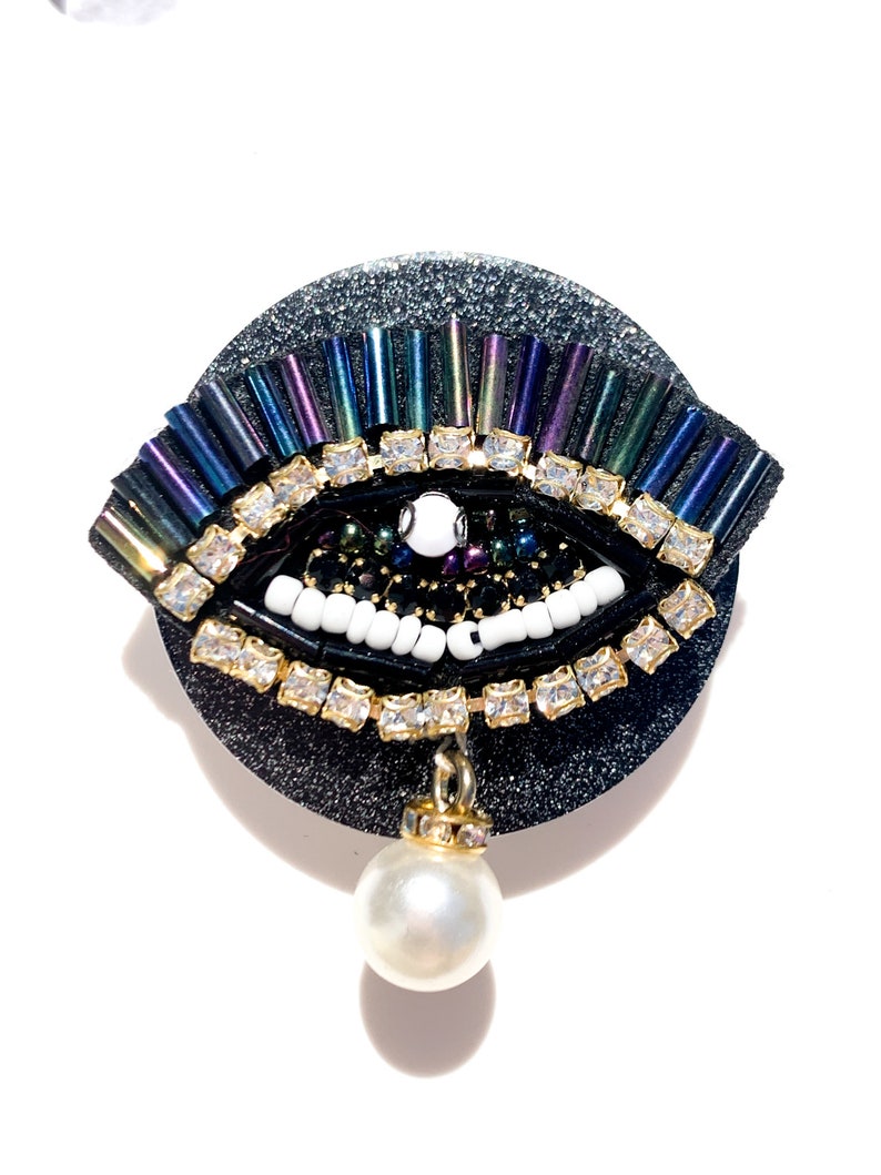 Purple Beaded Eye with Rhinestones and Dripping Pearl Phone Pop Grip Choose Your Background Color! Mermaid Green Blue