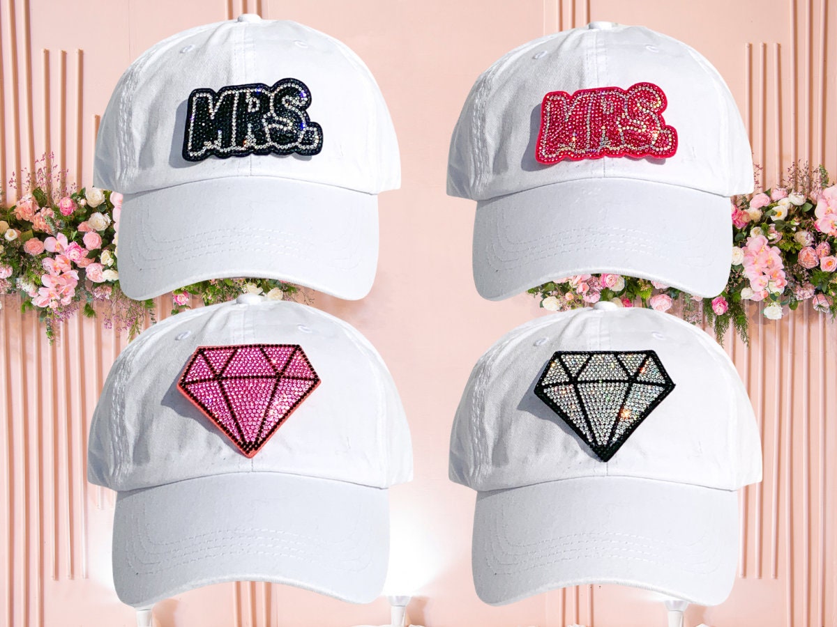 Rhinestone Bride High Ponytail Baseball Hat - Bling Mrs Hat 