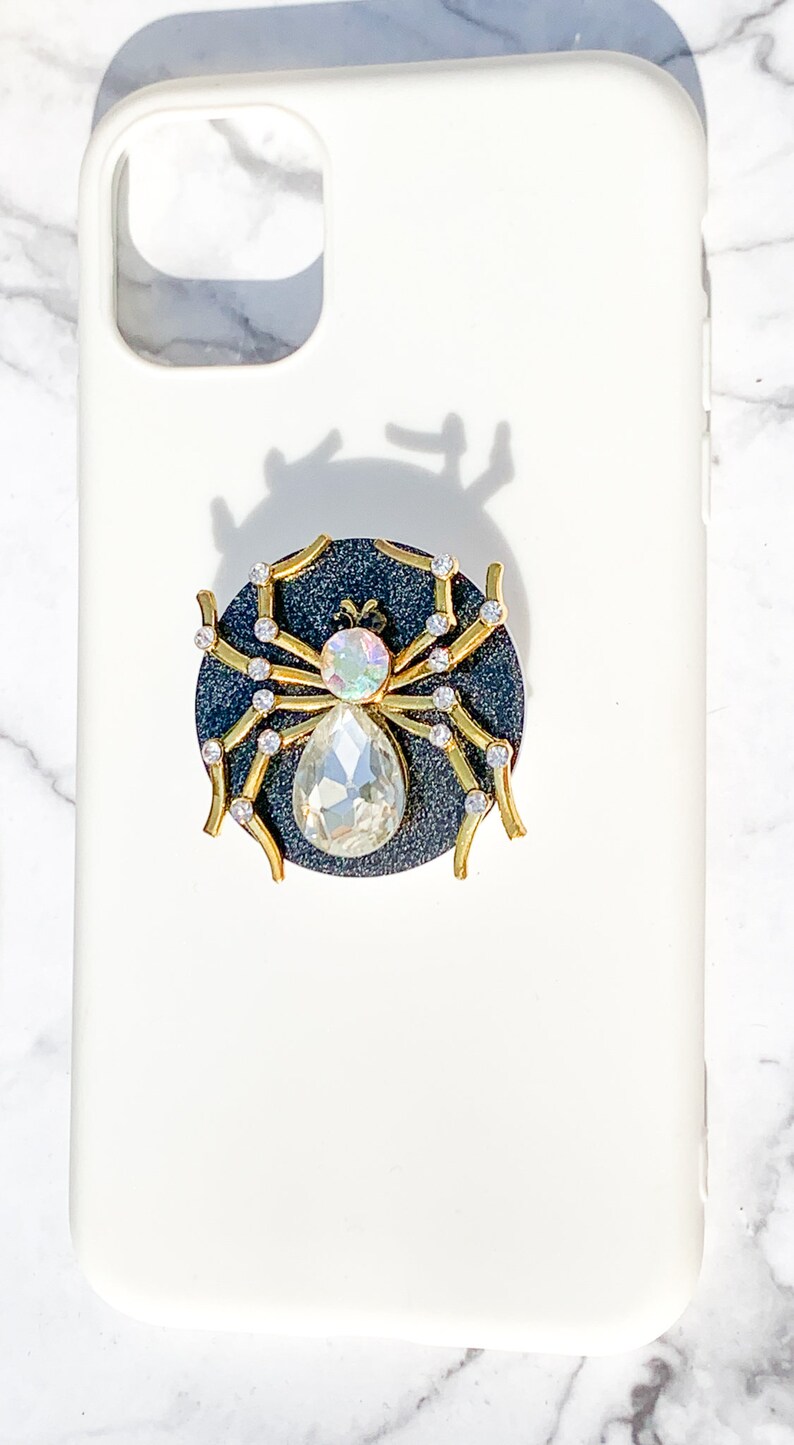 Gold Spider with Crystal Rhinestones Halloween Fashion Face Mask andor Pop Grip