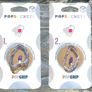 Amethyst Crystal Marble Geode Popsocket - Druzy Popsocket / Amethyst Popgrip / Purple Agate Popsocket / Crystal Popsocket / Gemstone Popgrip