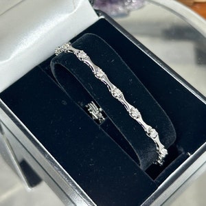 Luxuriöses Vintage restauriertes Platin Diamant Gliederarmband mit Sicherheit!