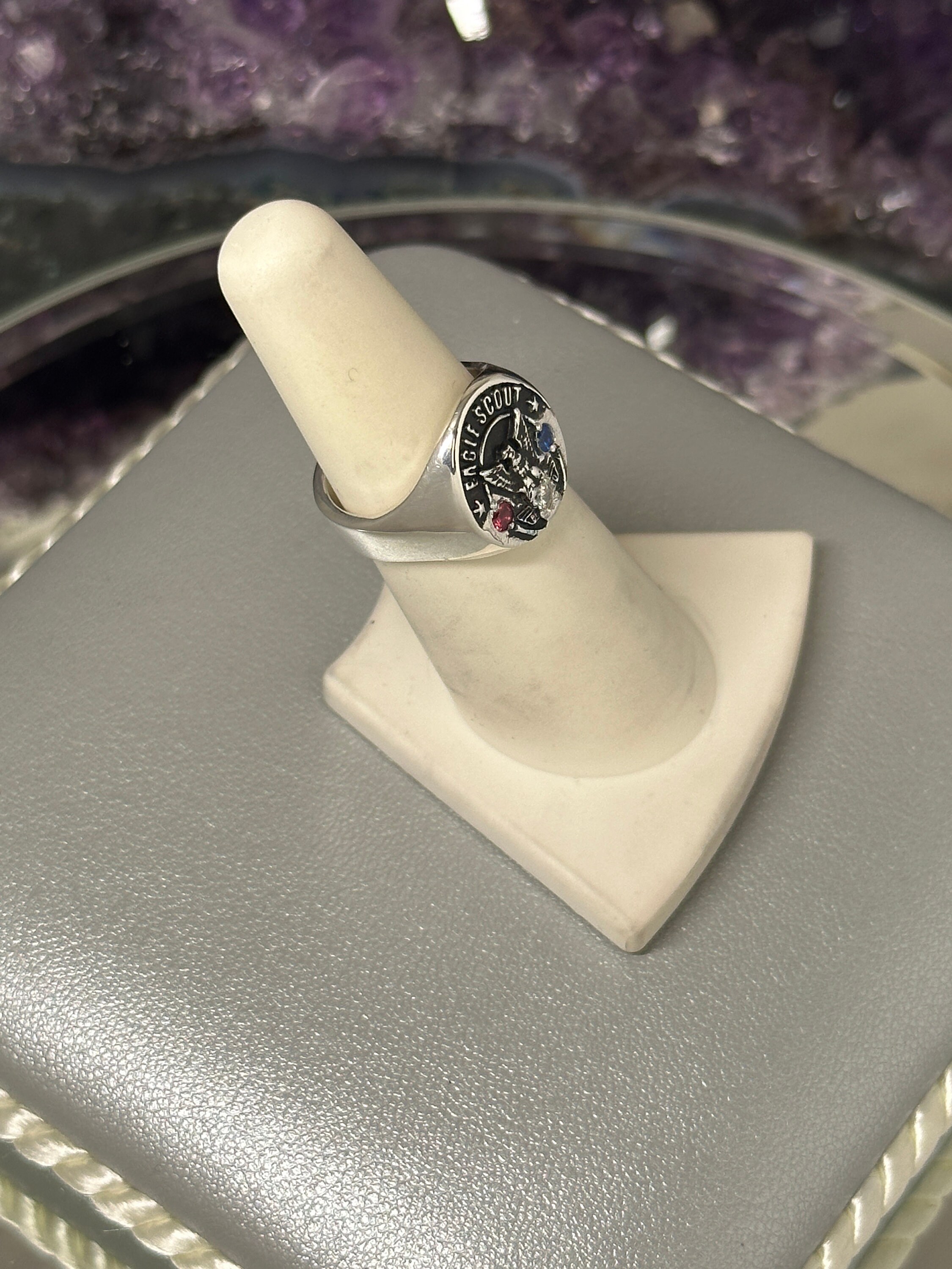 Small Custom Eagle Scout Ring in Solid .925 Sterling Silver With ...