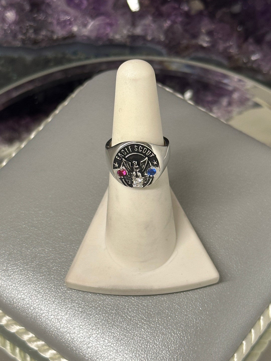 Small Custom Eagle Scout Ring in Solid .925 Sterling Silver Etsy