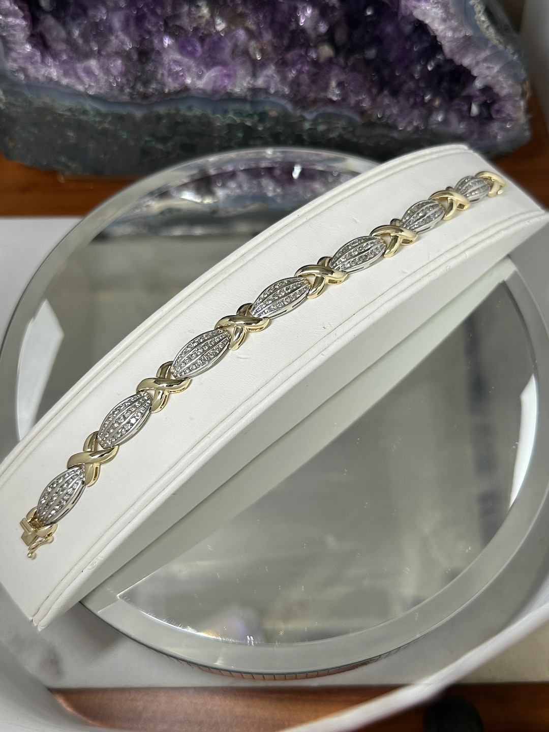 Super Sparkle Diamond Vintage 14K Gold Two-tone Bracelet With 189 ...