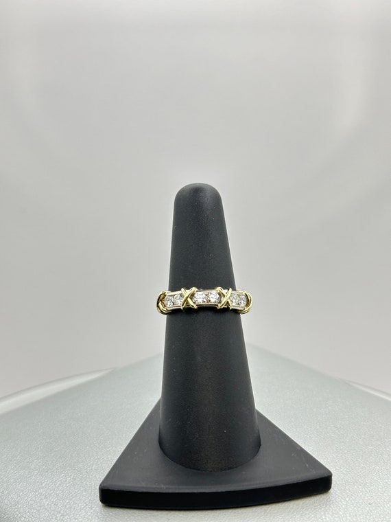 Vintage 14KW gold ring with beveled band, 14KY gol