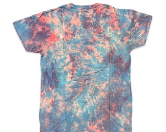 Pink and Blue Crumple Tie Dye Shirt