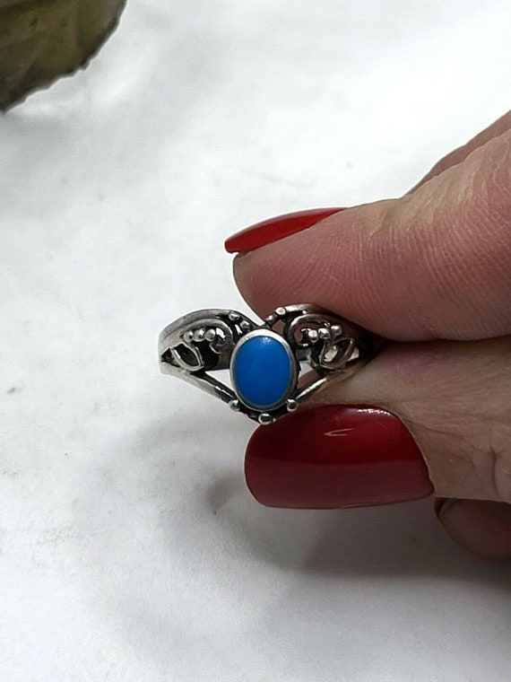 Vintage Square Large Statement Blue Stone Ring Sterling