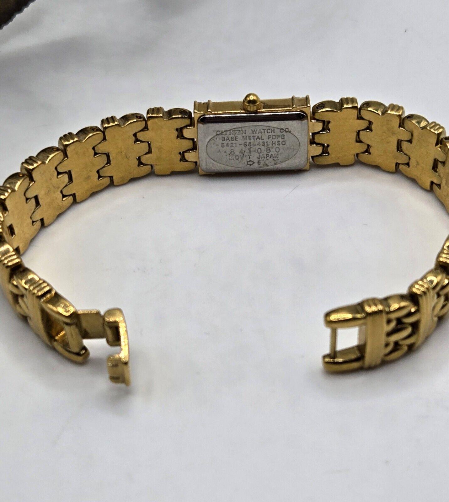 Vtg Citizen Gold Plated Diamond Mother-of-pearl Panther Link  display picture 3