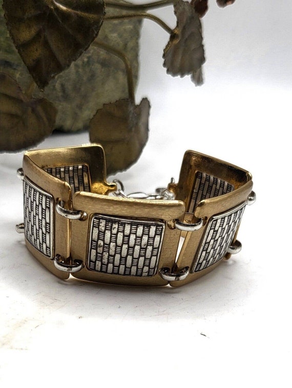 Brighton 2 Tone Wide Square Panel Link Bracelet Go