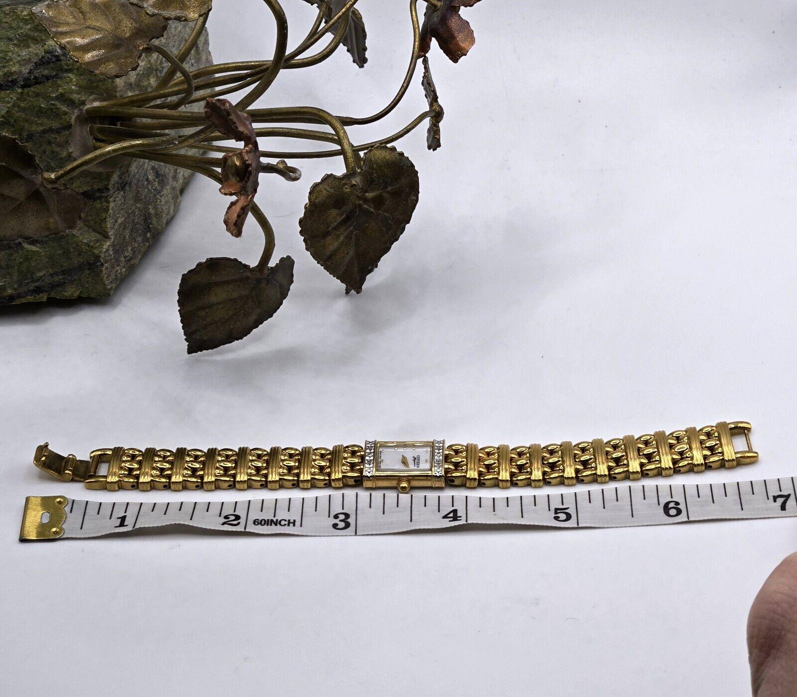 Vtg Citizen Gold Plated Diamond Mother-of-pearl Panther Link  display picture 1