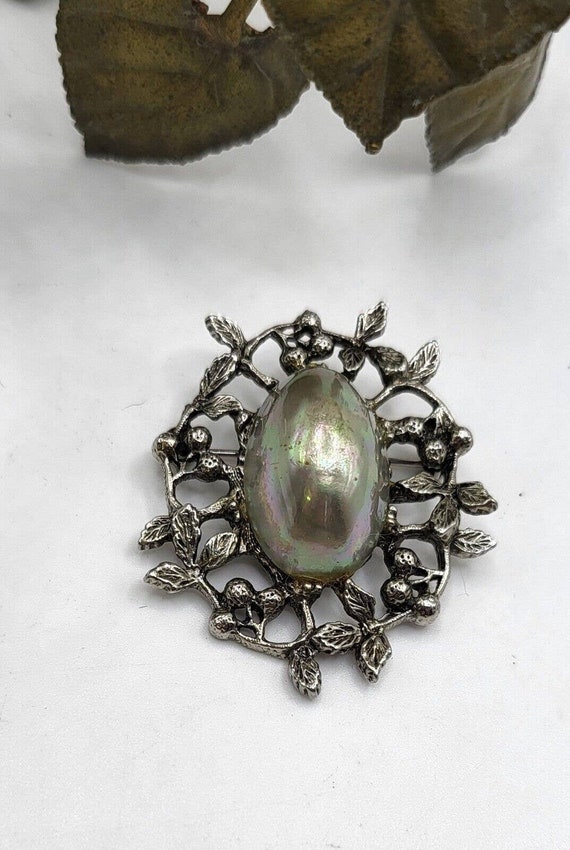 Vintage Antique Pearlescent Silver Tone Art Nouvea