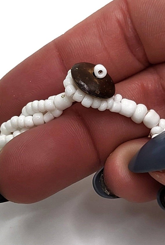 White Seed Bead Abalone Shell Tortoise Turtle Pen… - image 5