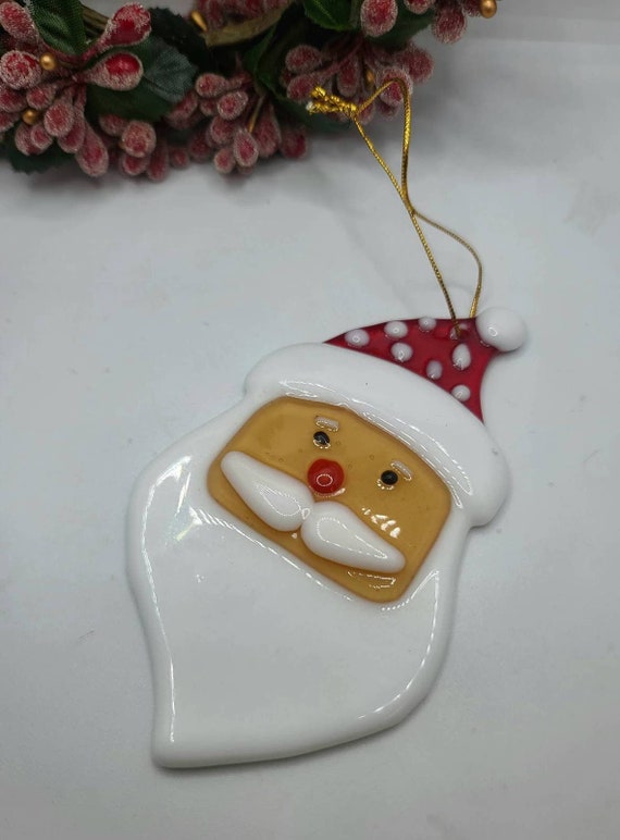 Fused Art Glass Santa Claus St Nicholas Christmas Tree Holiday Ornament