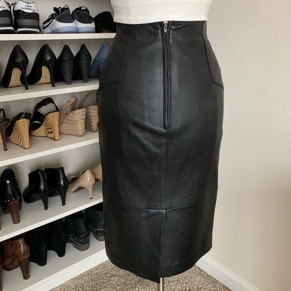 Black Genuine Leather Pencil Skirt - image 3