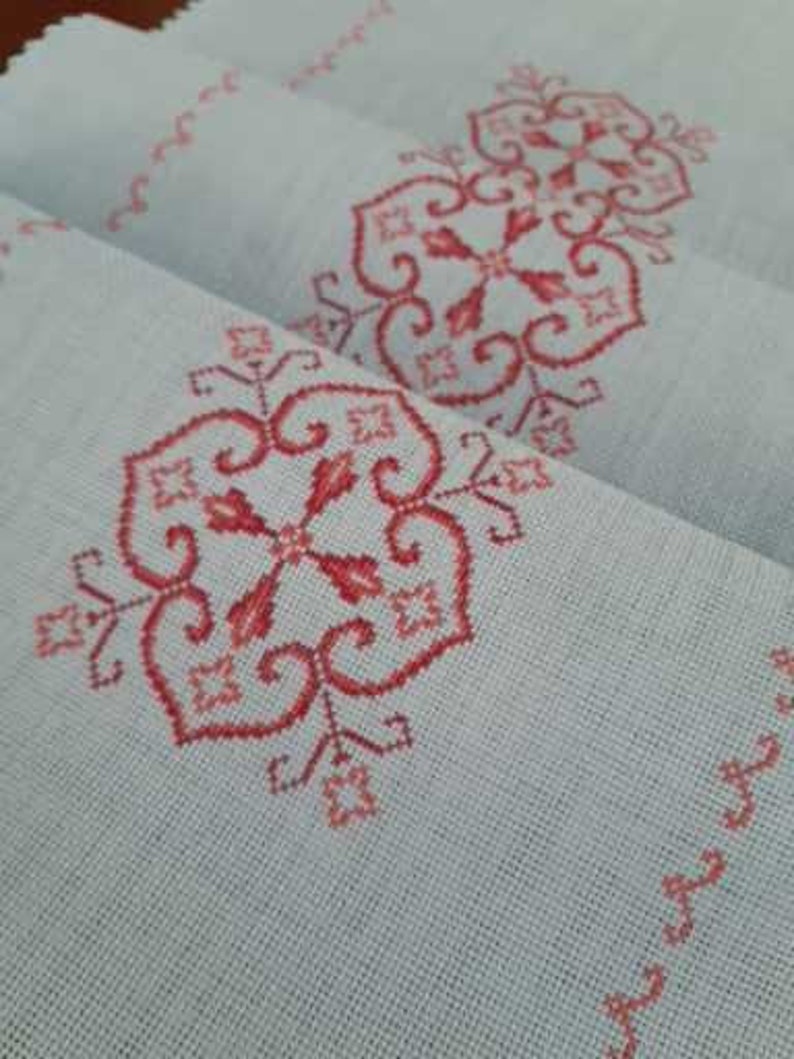 Hand Embroidered Dining Table Cloth Cross Stitch Rectangle Etsy