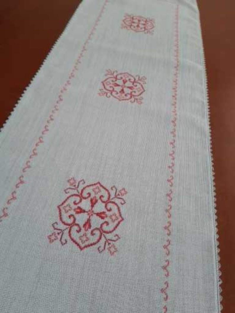 Hand Embroidered Dining Table Cloth Cross Stitch Rectangle Etsy