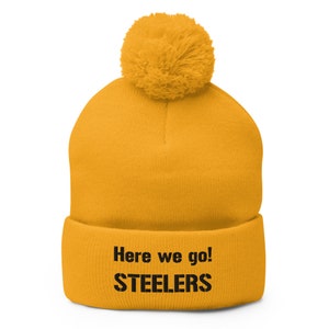 Acereros de Pittsburgh ¡Aquí vamos! Gorro con pompones