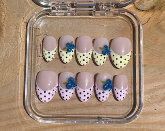 Yellow/Pink Blueberry French Tips