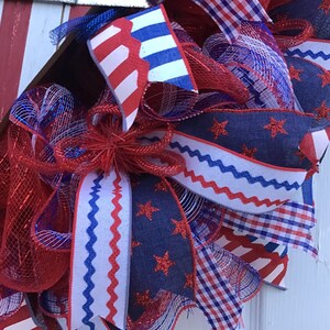 Patriotic Front Door Wreath, July 4th Wreath, Americana Wreath, Large Mesh Wreath, Independence Day Decor, image 4
