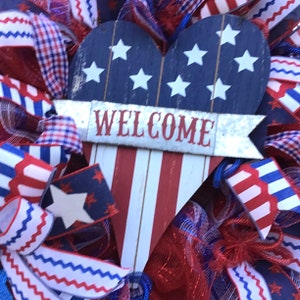 Patriotic Front Door Wreath, July 4th Wreath, Americana Wreath, Large Mesh Wreath, Independence Day Decor, image 8