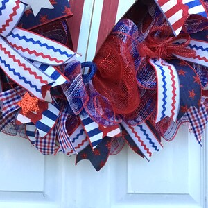 Patriotic Front Door Wreath, July 4th Wreath, Americana Wreath, Large Mesh Wreath, Independence Day Decor, image 3