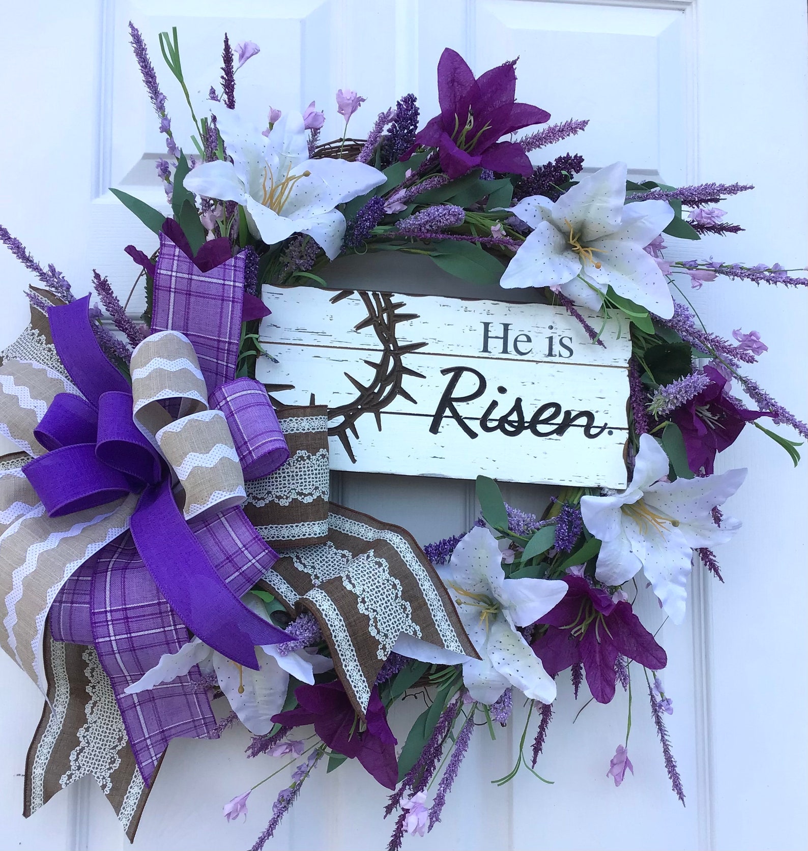 He is Risen Grapevine Wreaths with Flowers and Greenery He is Risen Grapevine Wreaths with Flowers and Greenery