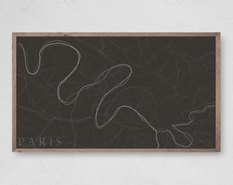 Samsung Frame TV Art - Paris Map Line Art Digital Descargar para Samsung Frame