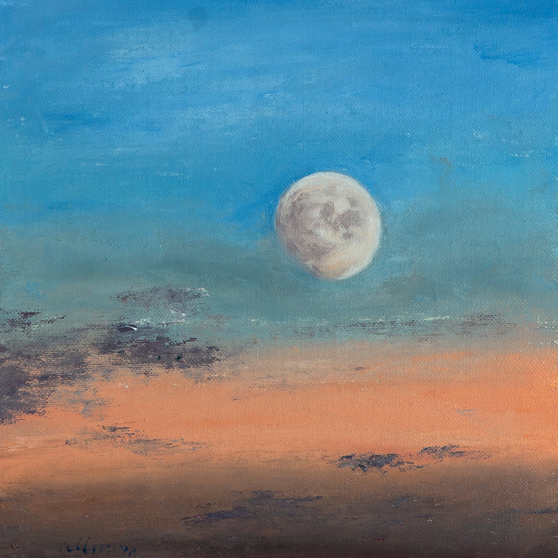 Mond Gemälde Himmel Kunst Nacht Landschaft Könnte Kunstwerk | Etsy