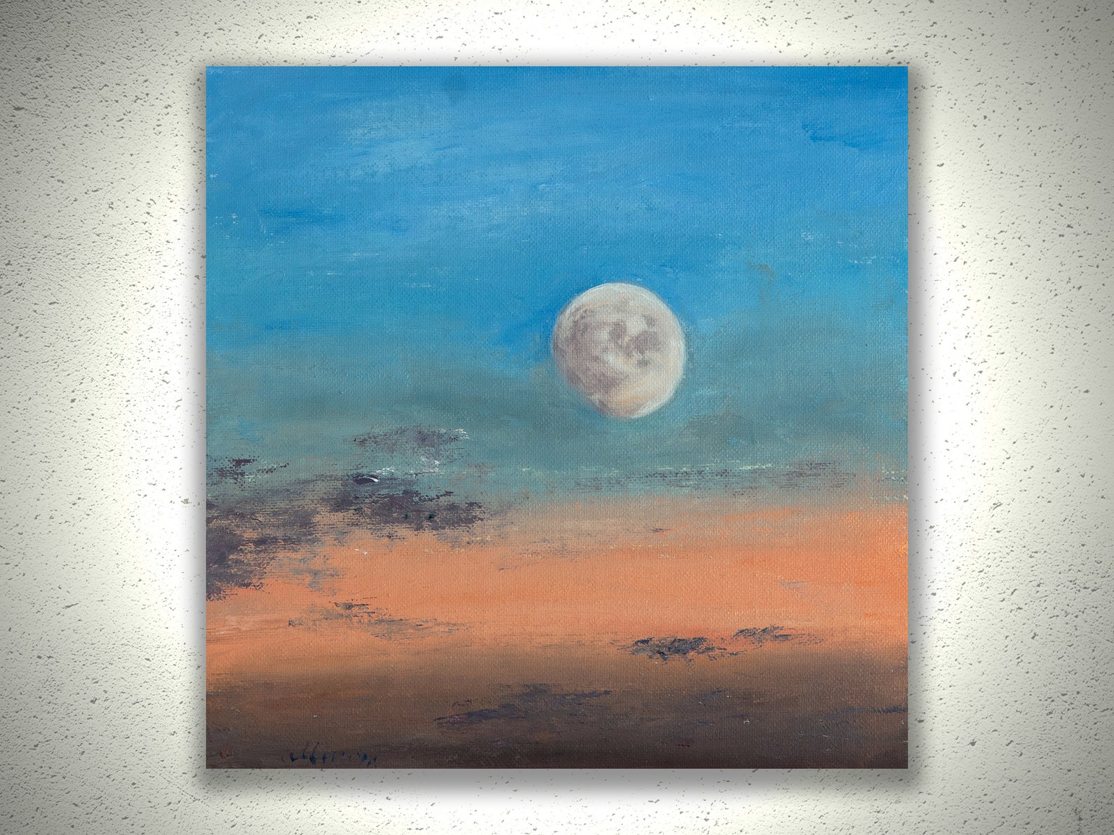 Mond Gemälde Himmel Kunst Nacht Landschaft Könnte Kunstwerk | Etsy