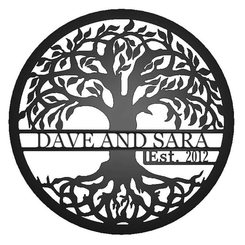 Round Tree of Life with Established Date Metal Wall Sign - Dave and Sara EST 2012