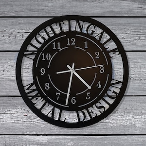 Modern Design Personalized Metal Wall Clock - Customized Text Top and Bottom - Gift for Business Owner - Housewarming Gift - Wedding Present