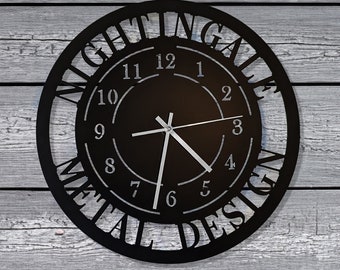 Modern Design Personalized Metal Wall Clock - Customized Text Top and Bottom - Gift for Business Owner - Housewarming Gift - Wedding Present