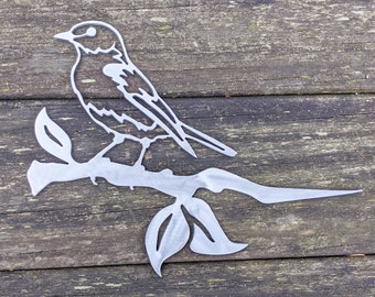 Bluebird Metal Bird Tree Sign - Hammer in Tree or Fence Steel Bird Silhouette - Outdoor Yard Decor - Bird Lover Gift - Raw or Powder Coated