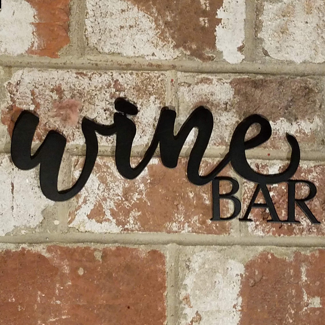 Wine Bar Script Metal Sign Home Wine Bar Sign Black Metal Etsy