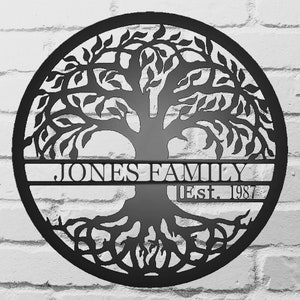 Round Tree of Life with Established Date Metal Wall Sign