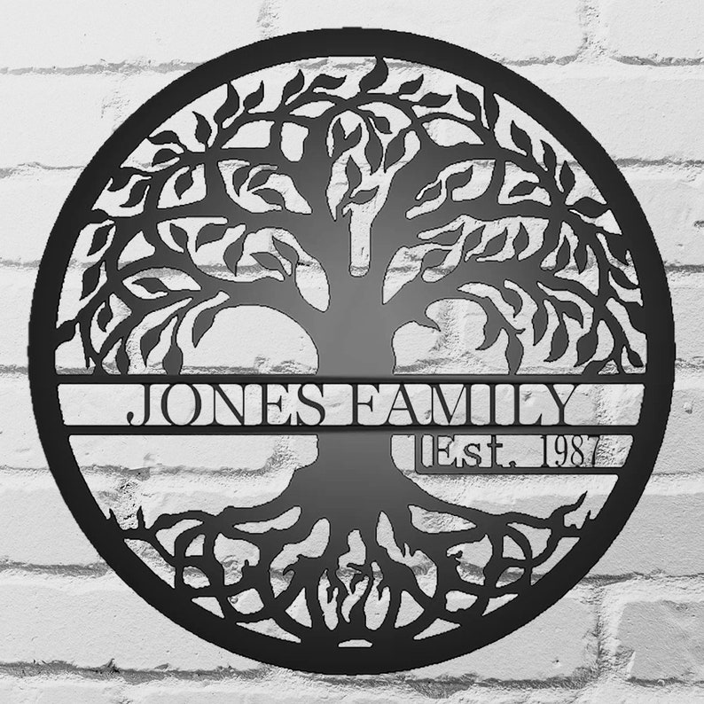 Round Tree of Life with Established Date Metal Wall Sign